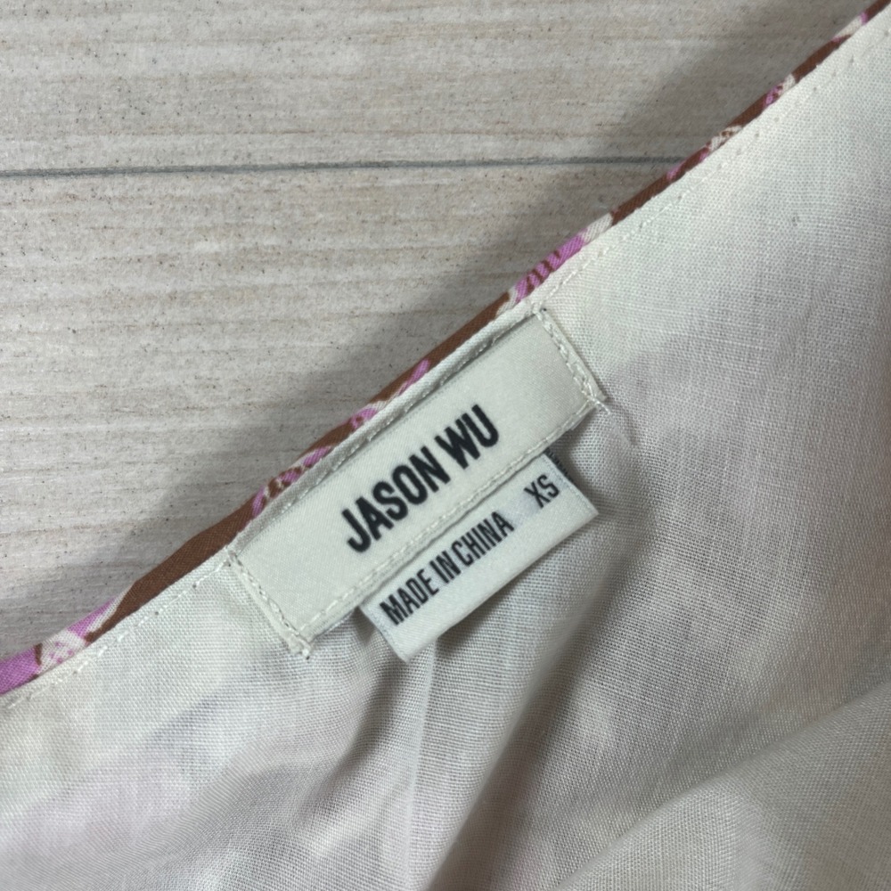 Jason Wu Floral One Shoulder Mini Dress Brown Pink Sz XS - Picture 2 of 8